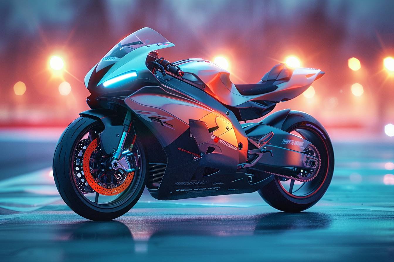 Circuit de moto avec pilotes en pleine action  
Piste de course avec motos en pleine vitesse