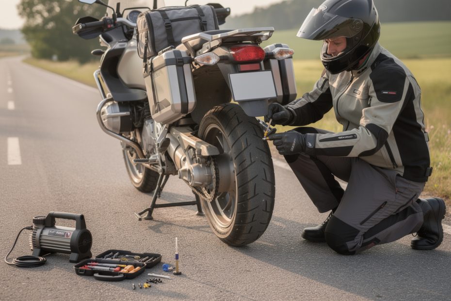 découvrez les étapes pour réparer provisoirement un pneu moto crevé en voyage, les précautions à prendre et quand rejoindre un garage.